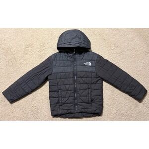 The North Face Kids' Boys Reversible Perrito Hooded Jacket, XS (6) Black/Gray